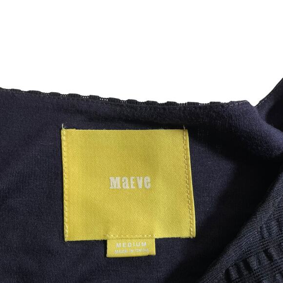 Anthropologie Maeve Womens Seersucker Textured Short Sleeve Work Dress Navy Blue - Picture 9 of 10